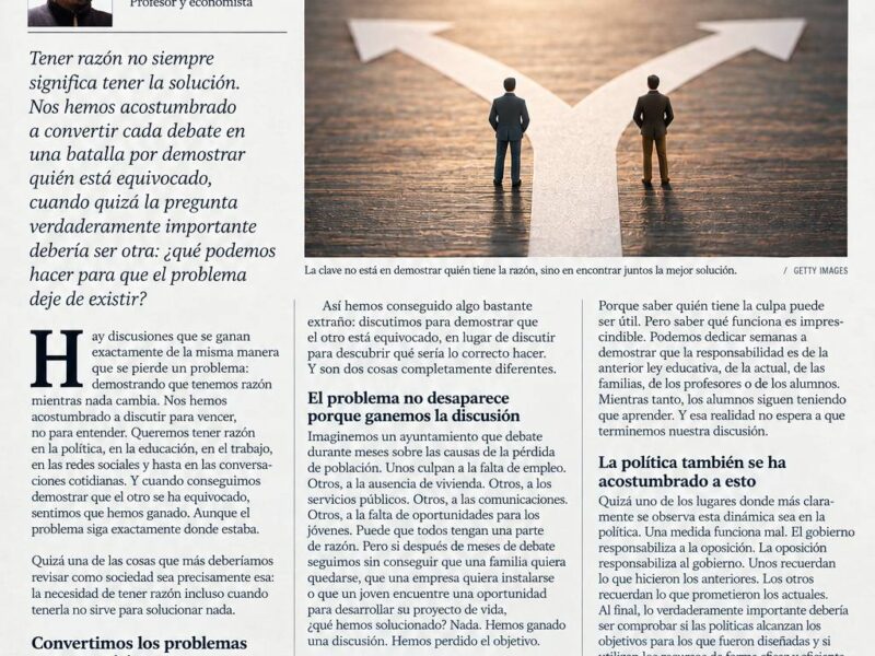 Artículo de opinión del tema "tener razón"